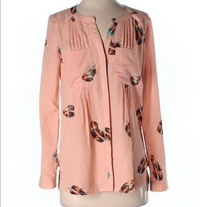 Pink Feather Print Blouse